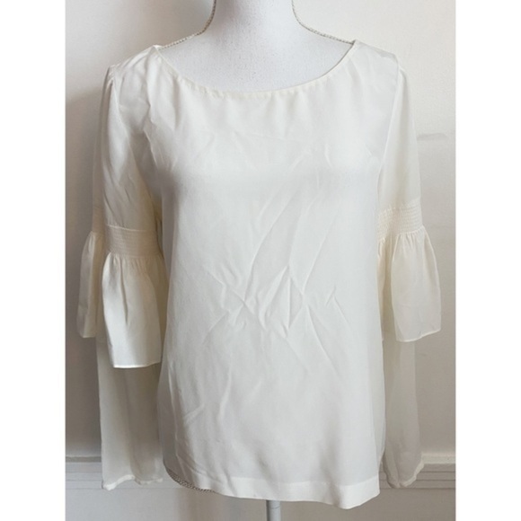 Club Monaco • White Ruffle Sleeve Blouse - Picture 1 of 4